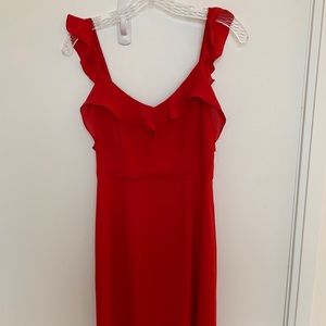 Red Ruffle Midi Dress